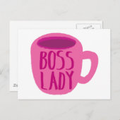 Boss Lady Pink Coffee Cup Postkarte (Vorne/Hinten)