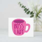 Boss Lady Pink Coffee Cup Postkarte (Stehend Vorderseite)