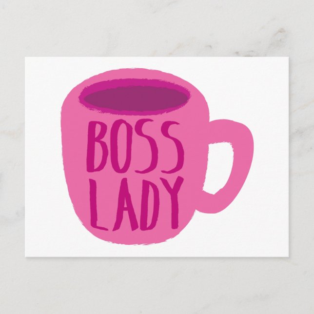 Boss Lady Pink Coffee Cup Postkarte (Vorderseite)