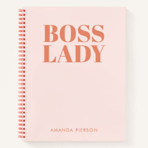 Boss Lady Pink Red Retro Calligraphy Notebook Notizblock