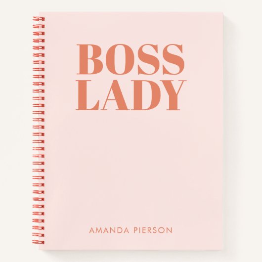 Boss Lady Pink Red Retro Calligraphy Notebook Notizblock (Vorderseite)