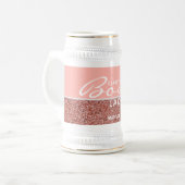 Boss Lady Pink Rose Gold Glitzer Personalisiert Bierglas (Vorderseite Links)