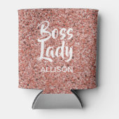 Boss Lady Pink Rose Gold Glitzer Sparkasse Custom Dosenkühler (Vorderseite)