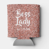 Boss Lady Pink Rose Gold Glitzer Sparkasse Custom Dosenkühler (Rückseite)