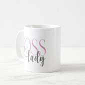 Boss Lady Pink und Grau Kaffeetasse (Vorderseite Links)
