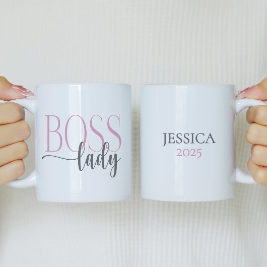 Boss Lady Pink und Grau Kaffeetasse