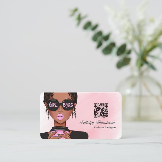 Boss Lady QR Code Visitenkarte (Stehend Vorderseite)
