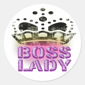 Boss Lady Queen - Große Krone Runder Aufkleber