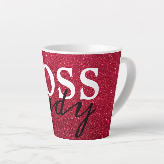 Boss Lady Red Glitzer Tasse (Rechte Ecke)