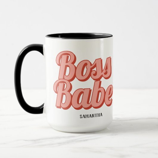 Boss Lady Retro Kundenname Kaffeemaschine Tasse (Links)