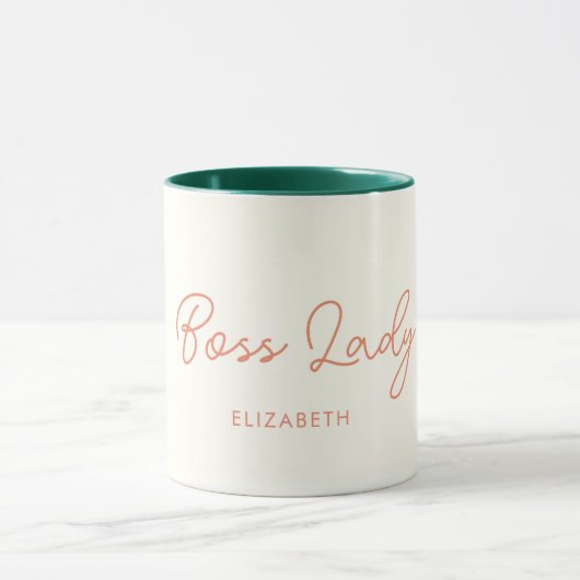 Boss Lady Retro Kundenspezifischer Name Kaffeemasc Tasse (Zentrum)