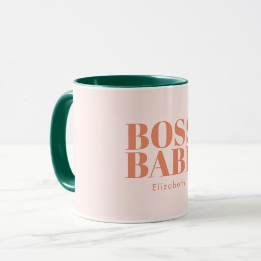 Boss Lady Retro Kundenspezifischer Name Kaffeemasc Tasse (Vorderseite Links)