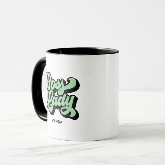 Boss Lady Retro Neo Mint Tasse (Vorderseite Links)