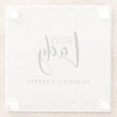 Boss Lady Rose Gold Blush Glitzer Personalisiert Glasuntersetzer (Rückseite)