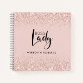 Boss Lady Rose Gold Blush Glitzer Personalisiert Notizblock (Vorderseite)