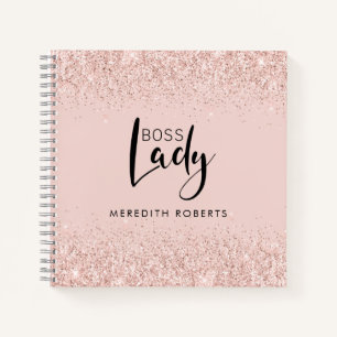 Boss Lady Rose Gold Blush Glitzer Personalisiert Notizblock