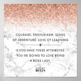 Boss Lady Rose Gold Marmor Motivierend Zitat Poster