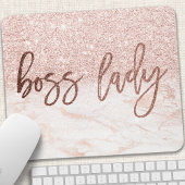Boss Lady Rose Gold Marmor Rosa Imitate Glitzer Mousepad
