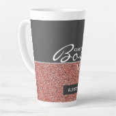 Boss Lady Rose Gold Pink Glitzer Personalisiert Milchtasse (Linke Ecke)