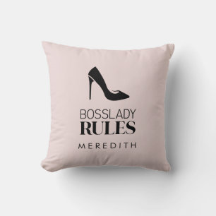 Boss Lady Rules Stiletto Logo Blush Kissen
