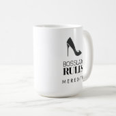Boss Lady Rules Stiletto-Logo Personalisiert Kaffeetasse (VorderseiteRechts)