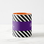 Boss lady Schwarze Streifen und lila Band Zweifarbige Tasse (Mittel)