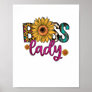 Boss Lady Sonnenblumen Leopard Kuh Print Empowerme Poster