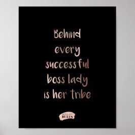 Boss Lady Stamm Rose Gold Typografie Zitat Black Poster