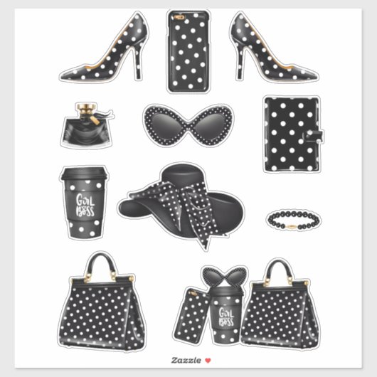 Boss Lady Sticker Decals Polk A Dot Decal Sticker (Blatt)