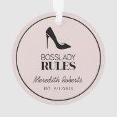 Boss Lady Stiletto Logo Blush Personalisiert Ornament (Rückseite)