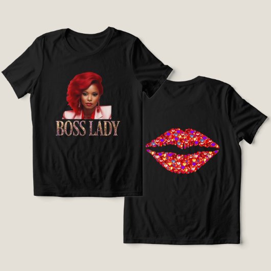 Boss Lady T-Shirt Tri-Blend-Shirt Tri-Blend Shirt (Design Vorderseite & Rückseite)