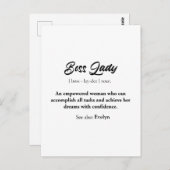 Boss Lady Tasse - Frauengeschenk, Vertrauen Postkarte (Vorne/Hinten)