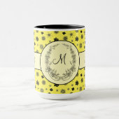 Boss Lady Yellow Black Monogram Ringer 15oz Tasse (Zentrum)