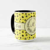 Boss Lady Yellow Black Monogram Ringer 15oz Tasse (Vorderseite Links)