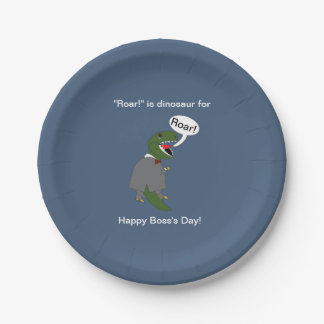 Boss Male Dinosaur Funny Boss's Day Personalize Pappteller