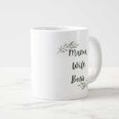 Boss Mama Floral, Pink & Grey Tote Bag Jumbo-Tasse (Vorderseite Rechts)