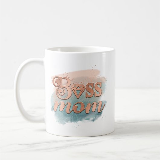 Boss Mama Trendy Kupfer Aquamarine Aquarellfarben Kaffeetasse (Links)