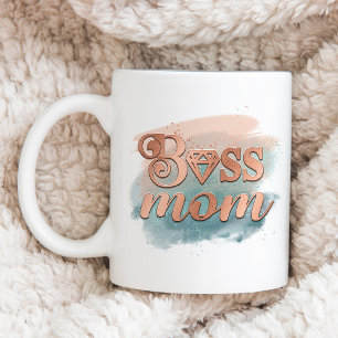 Boss Mama Trendy Kupfer Aquamarine Aquarellfarben  Kaffeetasse