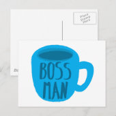 Boss Man mit blauer Tasse Postkarte (Vorne/Hinten)