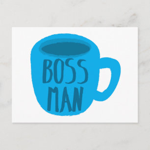 Boss Man mit blauer Tasse Postkarte