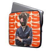 Boss mit Hundekopf stehend mit Händchenüberzug Laptopschutzhülle (Vorderseite Links)