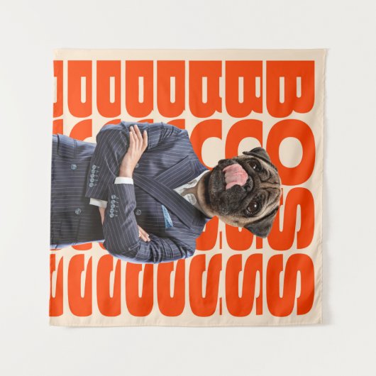 Boss mit Hundekopf stehend mit Händchenüberzug Wandteppich (Vorderseite (Horizontal))