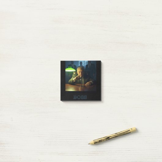 Boss mit Textnotizen Post-it Klebezettel (Auf Schreibtisch)