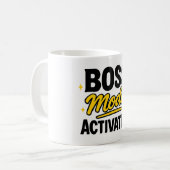 Boss Mode aktiviert" Metallic Gold Motivierend Kaffeetasse (Vorderseite Links)