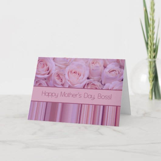 Boss Pastel Rose & Streifen Muttertag Karte (Vorderseite)