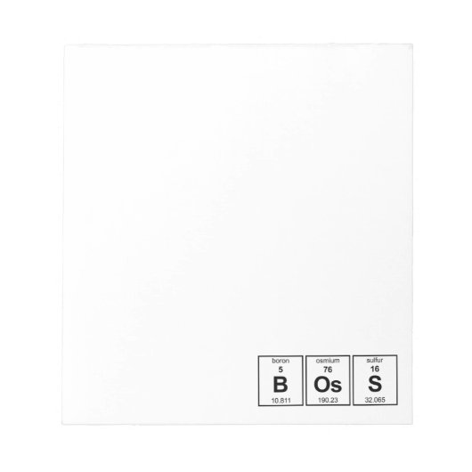 BOsS Periodische Tabelle Notizblock (Vorderseite)