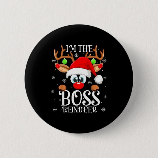 Boss Reindeer Christmas Family Matching Group Funn Button (Vorderseite)
