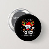 Boss Reindeer Christmas Family Matching Group Funn Button (Vorne & Hinten)