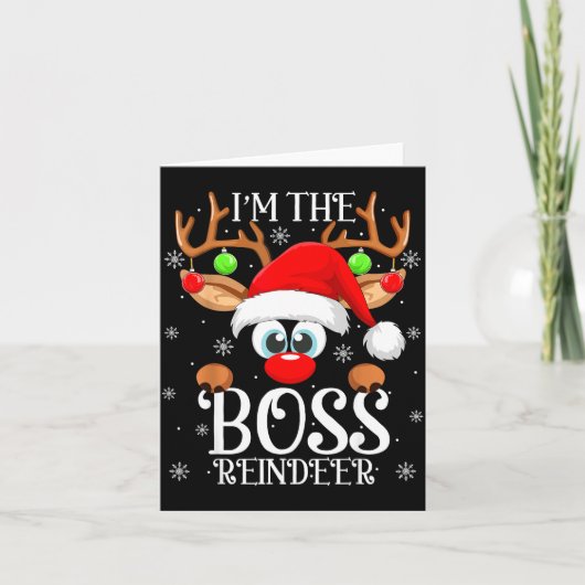 Boss Reindeer Christmas Family Matching Group Funn Karte (Vorderseite)