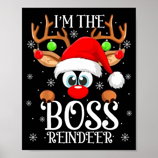 Boss Reindeer Christmas Family Matching Group Funn Poster (Vorne)